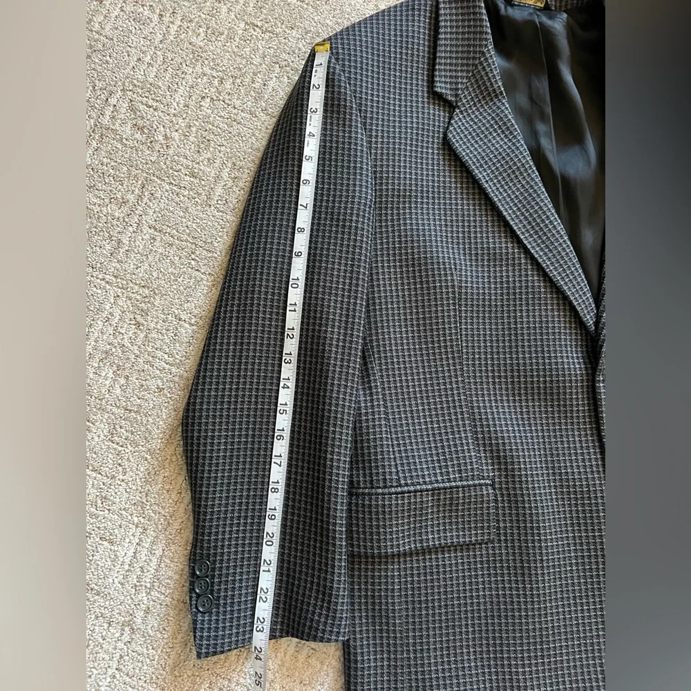 Vito Rufolo Mens Plaid Single Breasted‎ Sports Black Gray Plaid Coat Size 44R